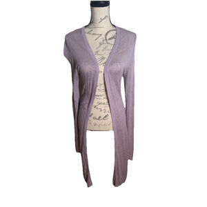 White House Black Market Open Front Lacy Knit Cardigan Duster, Lavender, M